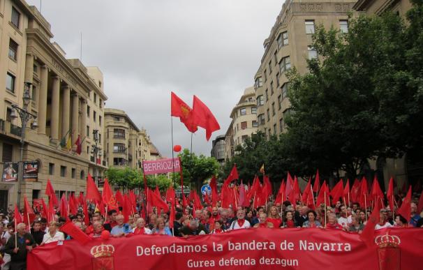 Miles de personas se manifiestan en Pamplona "en defensa de la bandera de Navarra"