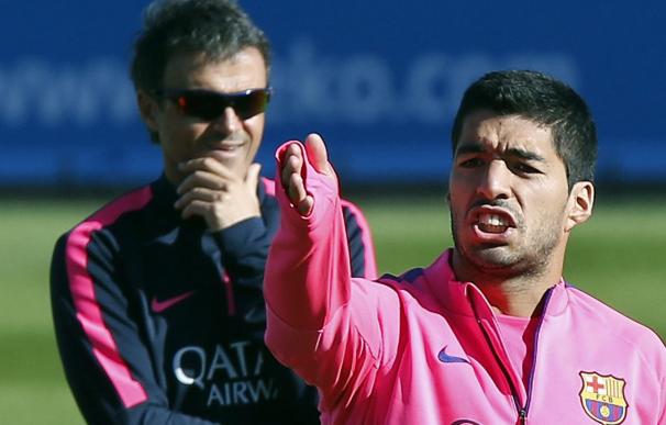 Luis Suárez, en uno de los prmieros entrenamientos con el Barcelona