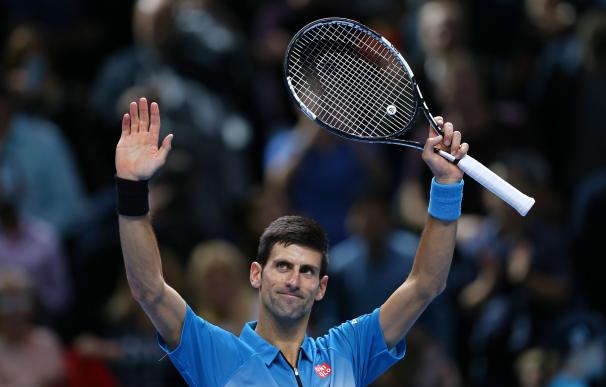 Serbia's Novak Djokovic celebrates after beating C