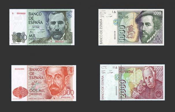 Billetes y monedas de la época de la peseta