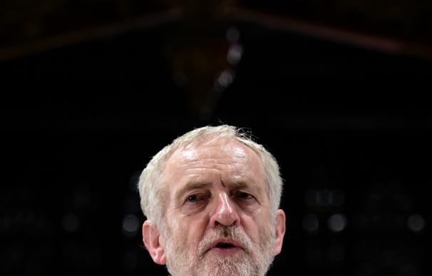 Opposition Labour party leader Jeremy Corbyn spea