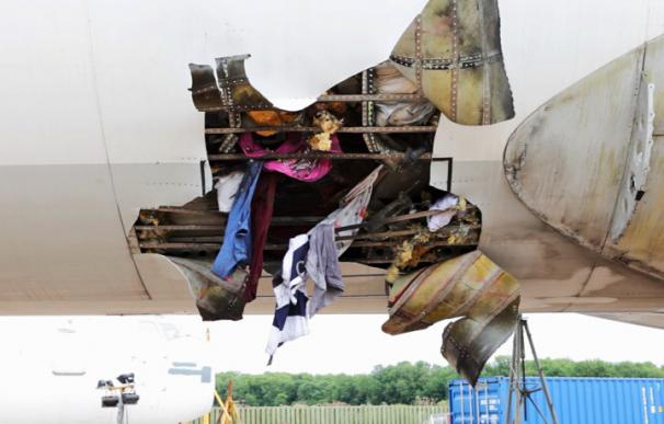 Imagen del fuselaje de un avión en el que ha explotado una carga en la bodega. (University of Sheffield)