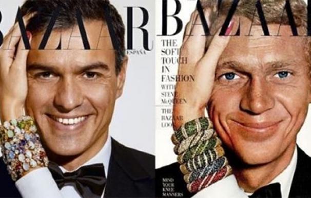 Pedro Sánchez imita a Steve McQueen en la portada de Harper’s Bazaar