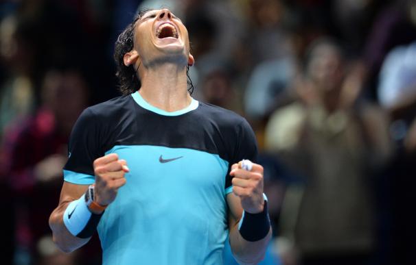 Rafa Nadal celebra su victoria frente a David Ferrer en la Copa de Maestros / AFP