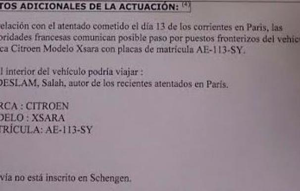 Documento que se ha enviado a la Policía española