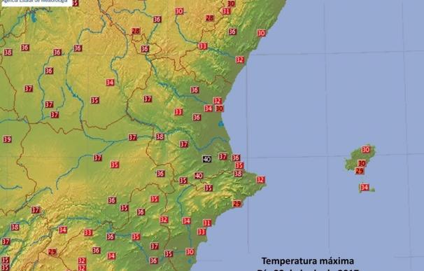 Xàtiva rebasa los 40ºC por segunda vez este mes y Ontinyent, Jalance y Pego se acercan con más de 38ºC