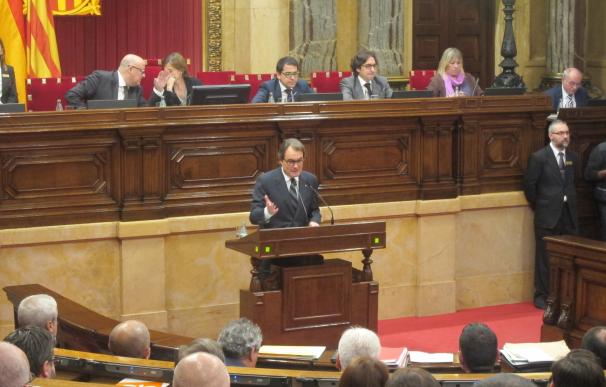 El candidato de Junts pel Sí, Artur Mas, este martes en el Parlament.