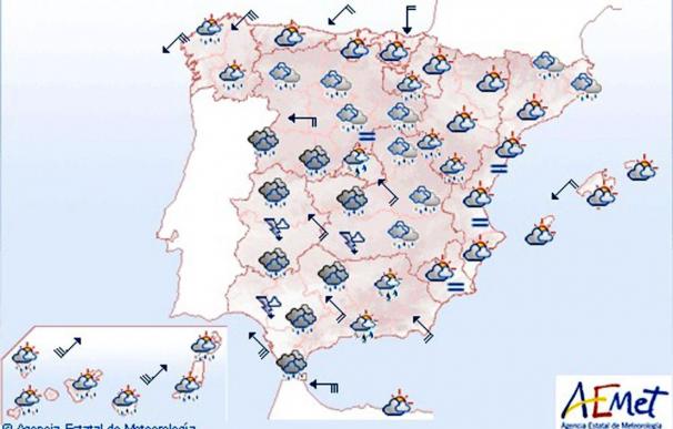 La Aemet prevé hoy posibilidad de lluvias fuertes en Andalucía y Extremadura