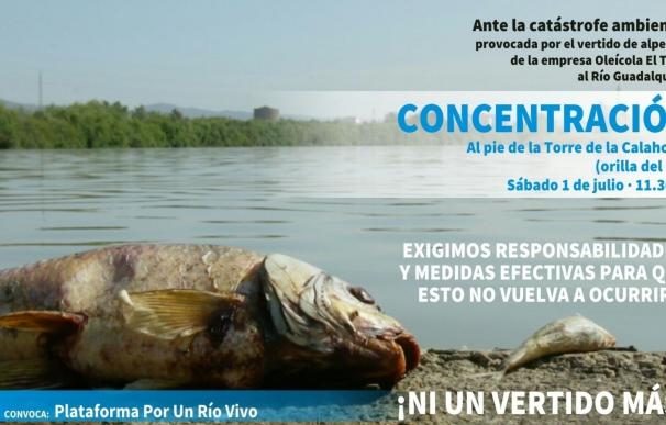 Por un Río Vivo convoca para el sábado una concentración en protesta por el vertido de orujo