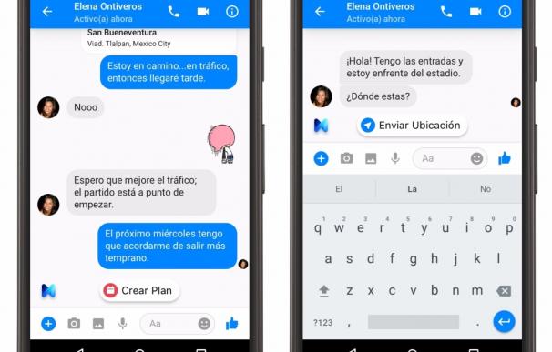 Facebook presenta un asistente de sugerencias para 'chats' de Messenger basado en inteligencia artificial