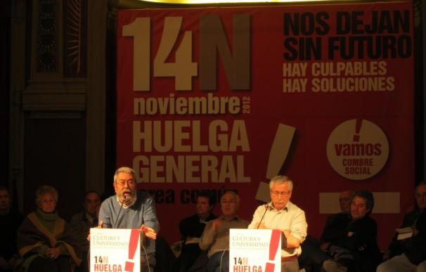 Toxo y Méndez "no conciben" un fracaso de la huelga y creen que será Rajoy quien fracase si no reacciona