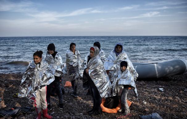 Refugiados, a su llegada a la isla de Lesbos