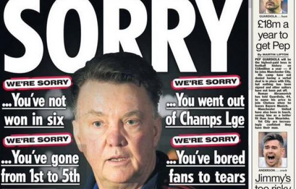 El Sun pide perdón de forma irónica a Van Gaal en su portada