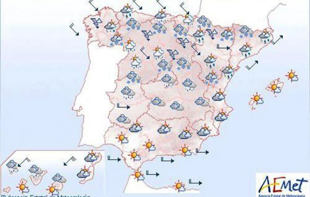 Chubascos débiles en Galicia y área cantábrica, y fuerte viento en Asturias