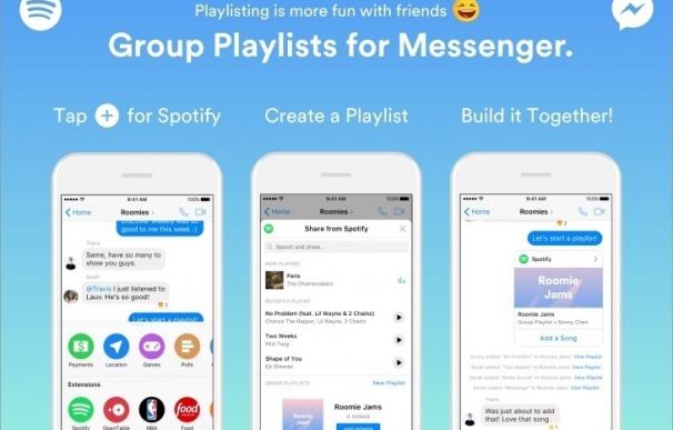 Spotify permite crear y editar 'playlists' colaborativas en Facebook Messenger