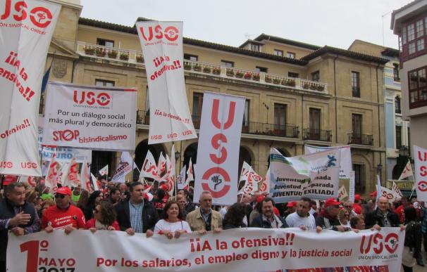 USO reúne en Oviedo a más de 2.000 personas en su manifestación por el 1 de Mayo