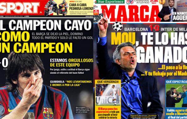 El Barça y Mourinho, protagonistas en la prensa del día después