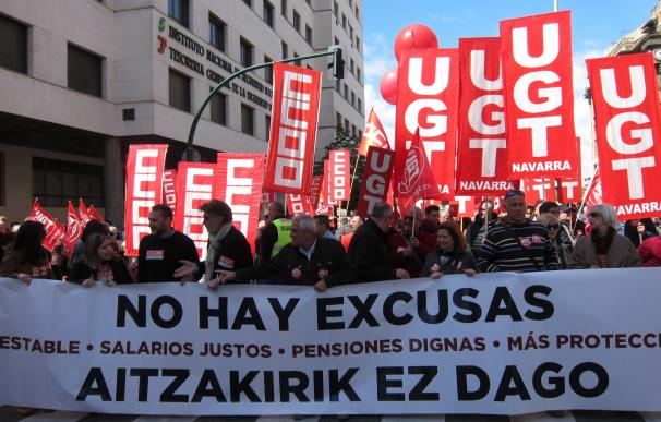 UGT y CCOO se movilizan en Pamplona para reclamar "empleo estable y salarios justos"