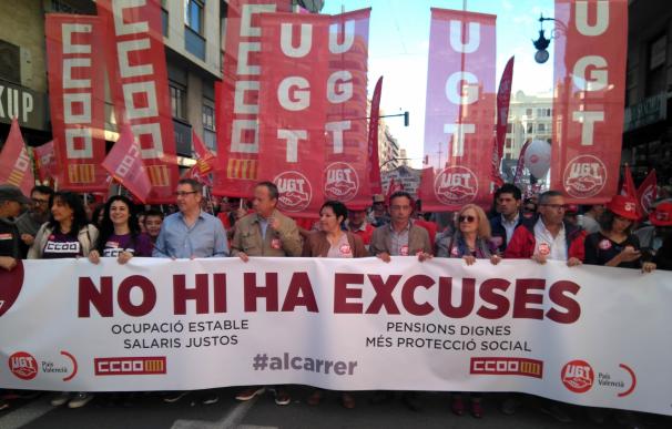 Sindicatos claman en València que la "recuperación real" llegue a los trabajadores