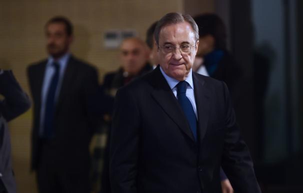 Real Madrid's president Florentino Perez arrives t