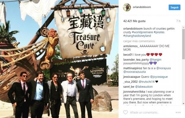 Johnny Depp y Orlando Bloom, juntos pero no revueltos en la premiere de Piratas del Caribe