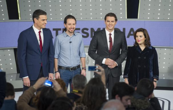 Imagen del debate electoral celebrado el pasado 7 de diciembre entre las primeras cuatro fuerzas políticas.
