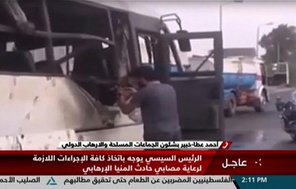 Ataque terrorista contra los cristianos coptos en Egipto (TV Grab / Nile News / AFP)