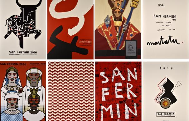 Santo, toros, mujer, infancia e igualdad en los ocho carteles finalistas del concurso de San Fermín