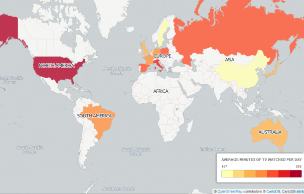 Mapa de los países que más TV ven