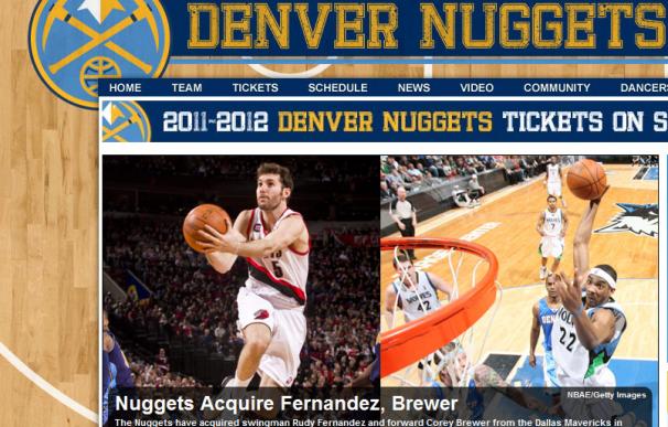Portada de la web de Denver Nuggets con el anuncio del fichaje