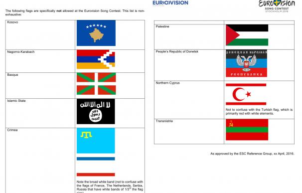La lista de banderas especialmente vetadas por Eurovisión que incluyó la ikurriña