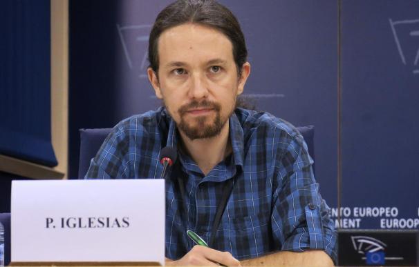 El líder de Podemos y eurodiputado Pablo Iglesias, en el Parlamento Europeo.