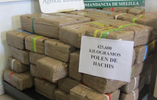 Realizan la aprehensión más importante de droga de los últimos cuatro años en Melilla al intervenir 425 kilos de hachís