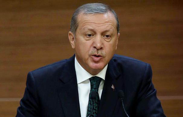 Turkish President Recep Tayyip Erdogan addresses a