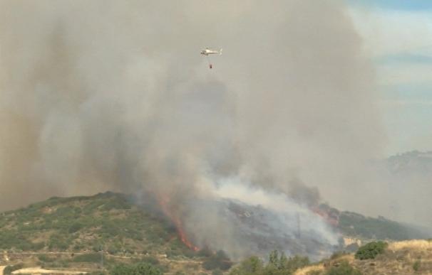 Los bomberos comienzan a estabilizar el fuego entre Tafalla y Pueyo (Navarra)