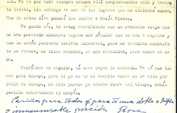 Donan tres cartas de Rosa Chacel a la Biblioteca Nacional escritas desde Nueva York