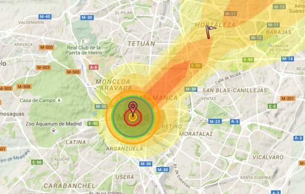 Así sería el efecto de una bomba atómica sobre Madrid