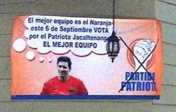Pancarta con la imagen de Messi en Guatemala