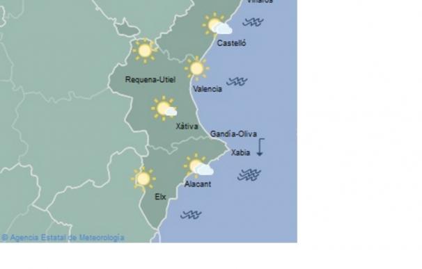 La Comunitat Valenciana tendrá este lunes cielo poco nuboso y temperaturas máximas en descenso