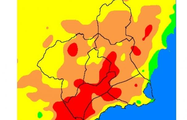 El riesgo de incendios forestales es extremo en la zona del Guadalentín y muy alto en el resto de la Región