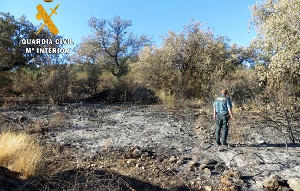 Investigan a dos personas por un incendio forestal "intencionado" en una finca de Oliva de Mérida