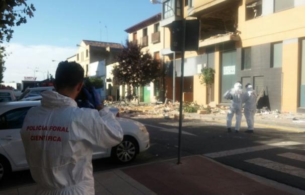 La Policía Foral comienza la inspección ocular en el edificio afectado por la explosión en Tudela (Navarra)