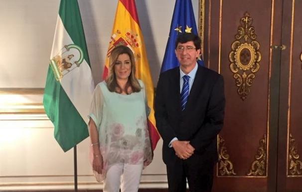 La presidenta en funciones de la Junta, Susana Díaz, con Juan Marín, líder andaluz de Ciudadanos.