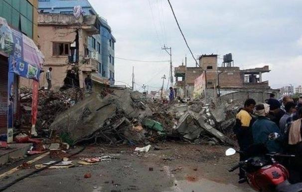 Edificios derrumbados tras el terremoto de Nepal.