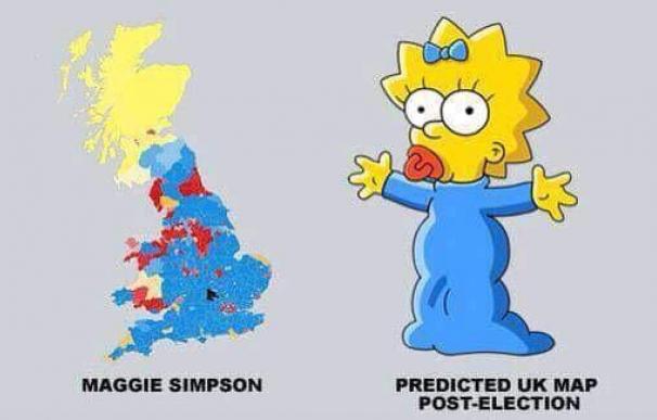 Maggie Simpson, simpática protagonista de los resultados electorales del Reino Unido