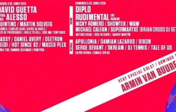 David Guetta, Diplo y Armin Van Buuren, en el festival Utopía en Madrid