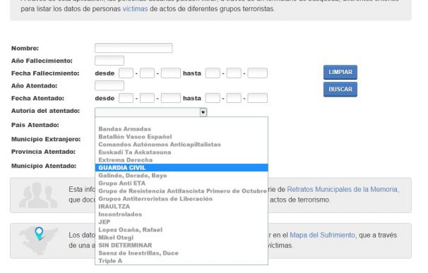 El Gobierno vasco incluye a la Guardia Civil como grupo terrorista en su página web