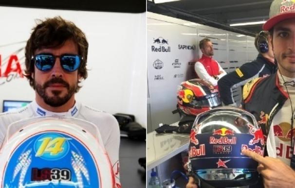 Alonso y Sainz recuerdan a Luis Salom en sus cascos