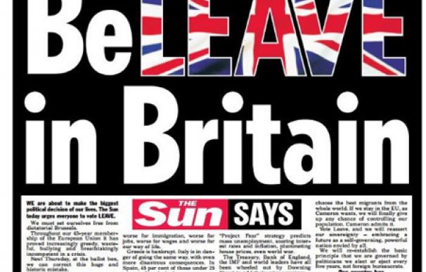 El diario 'The Sun', el más leído en el Reino Unido, apoya el Brexit