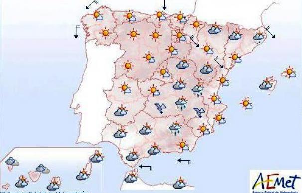 Meteorología prevé para mañana cielos nubosos en casi toda España